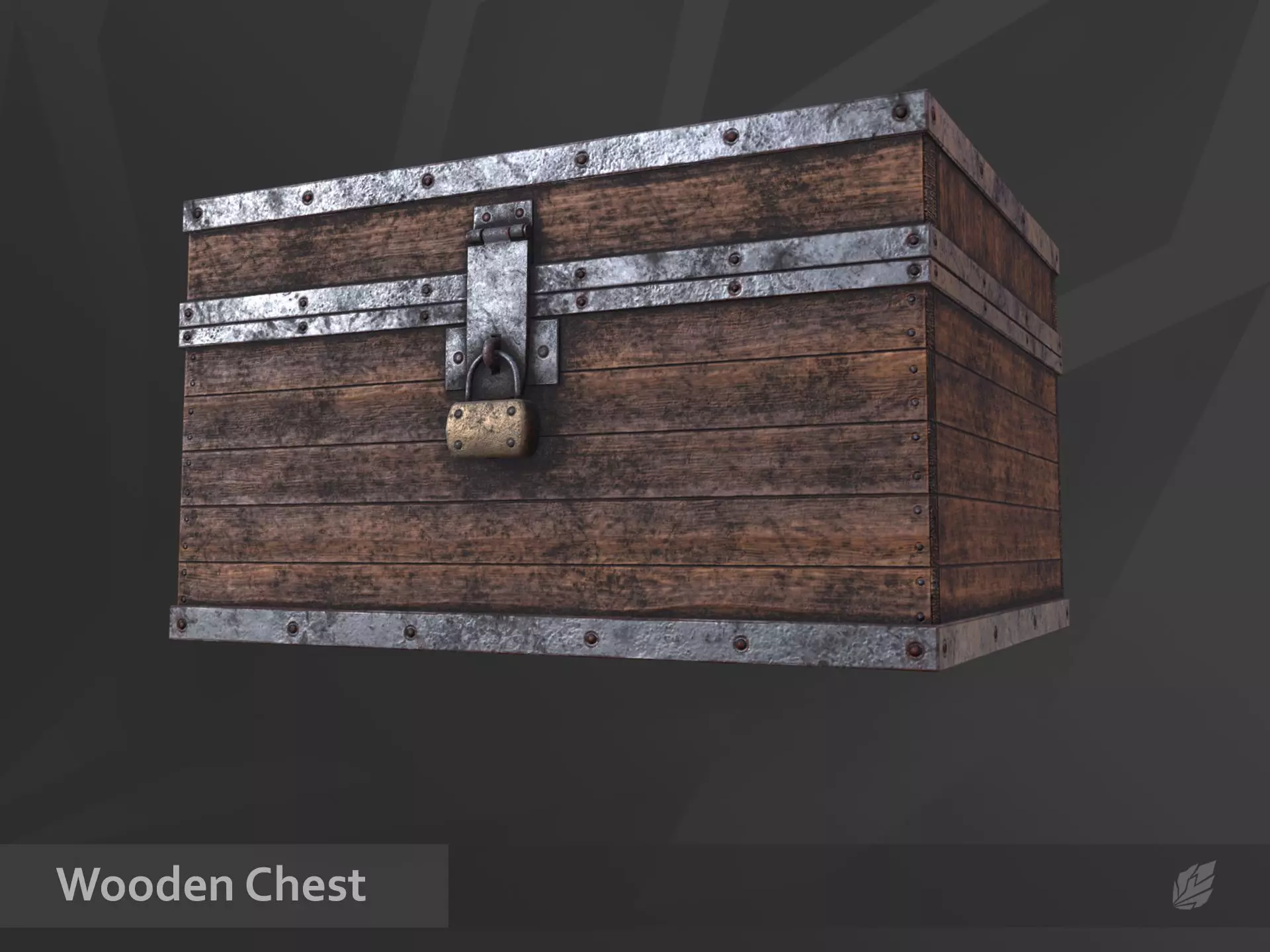 Wooden Chest Low-poly 3D model_0
