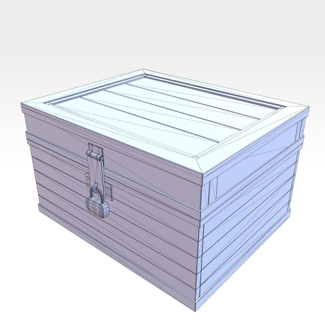 Wooden Chest Low-poly 3D model_9