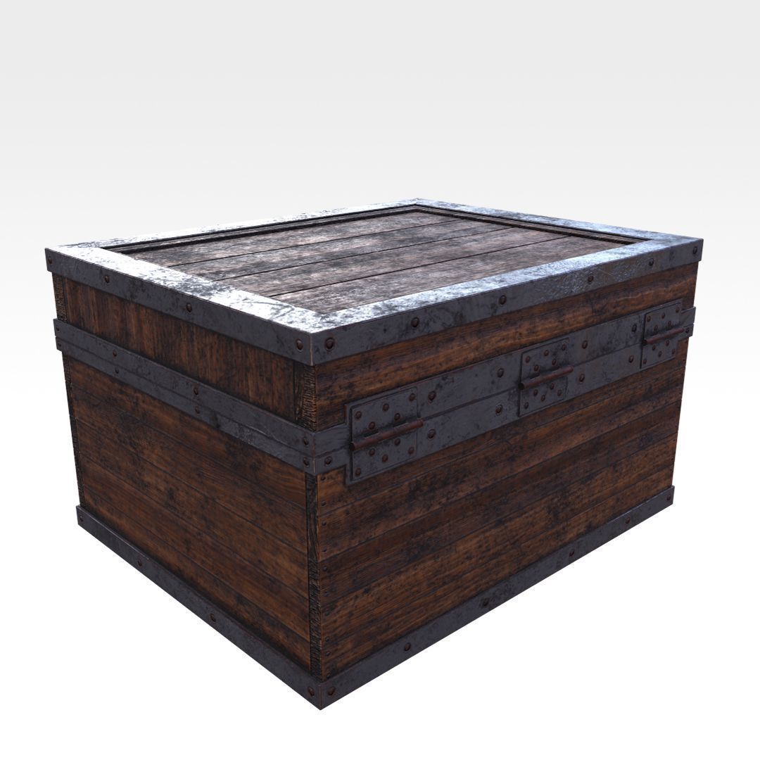Wooden Chest Low-poly 3D model_6
