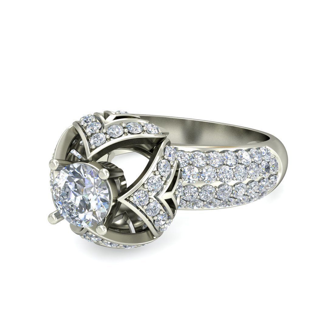 Women solitaire ring 3dm stl render detail 3D print model 3D print model_4