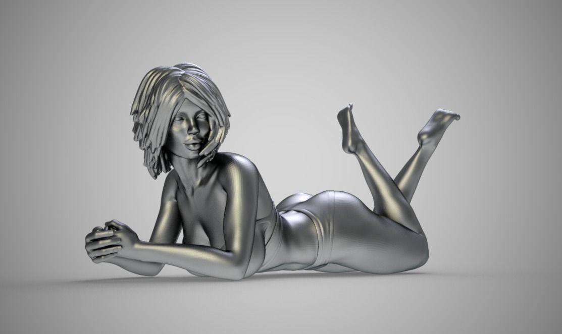 Girl Lying Down 3D print model_3