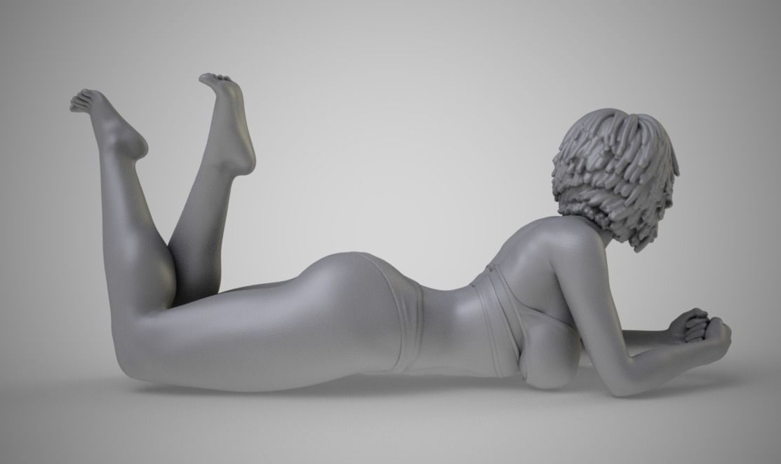 Girl Lying Down 3D print model_2