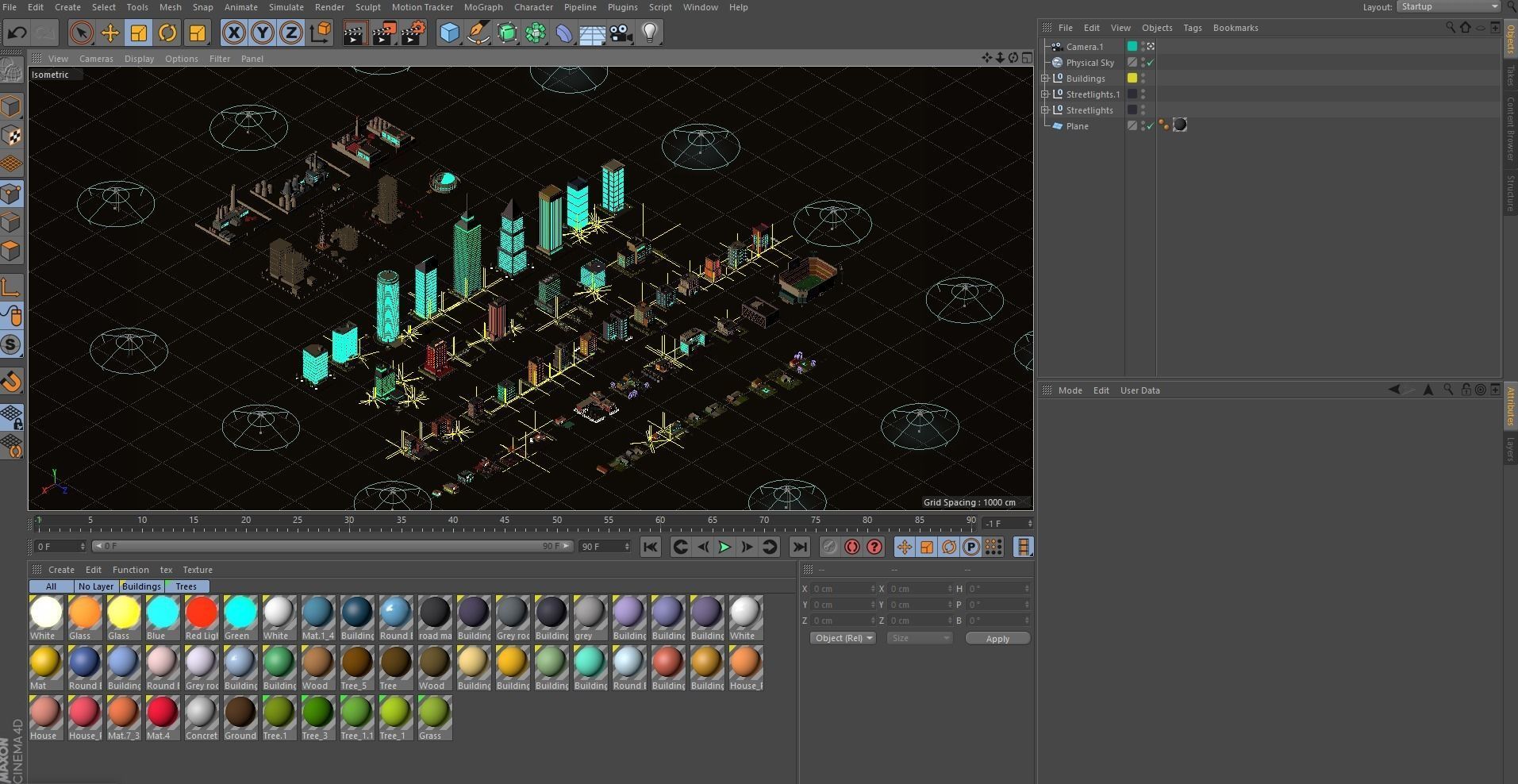 Cartoon Low Poly Night City Buildings Pack Low-poly 3D model_11