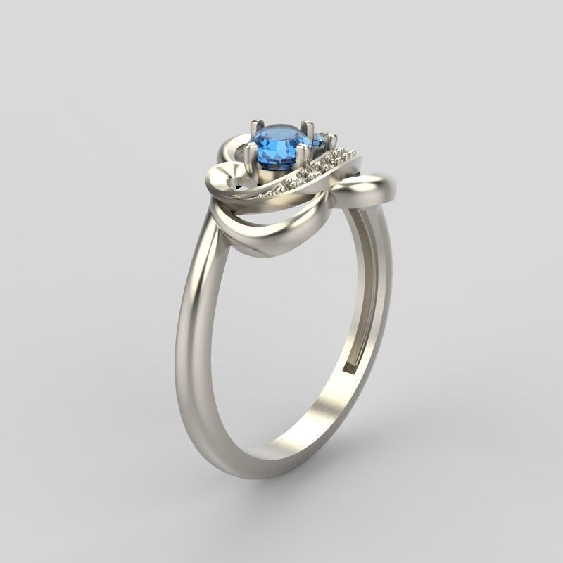 Design Women ring with gems and diamonds 3dm stl 3D print model 3D print model_47