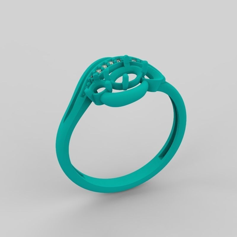 Design Women ring with gems and diamonds 3dm stl 3D print model 3D print model_61