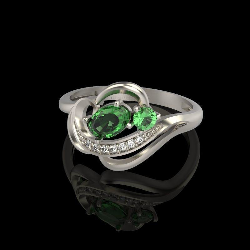 Design Women ring with gems and diamonds 3dm stl 3D print model 3D print model_37