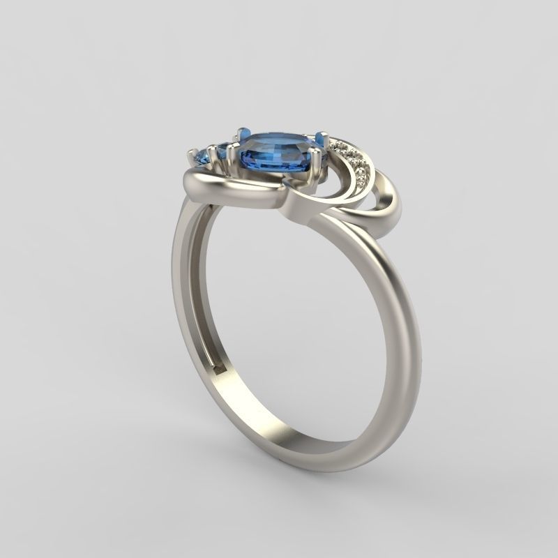 Design Women ring with gems and diamonds 3dm stl 3D print model 3D print model_46