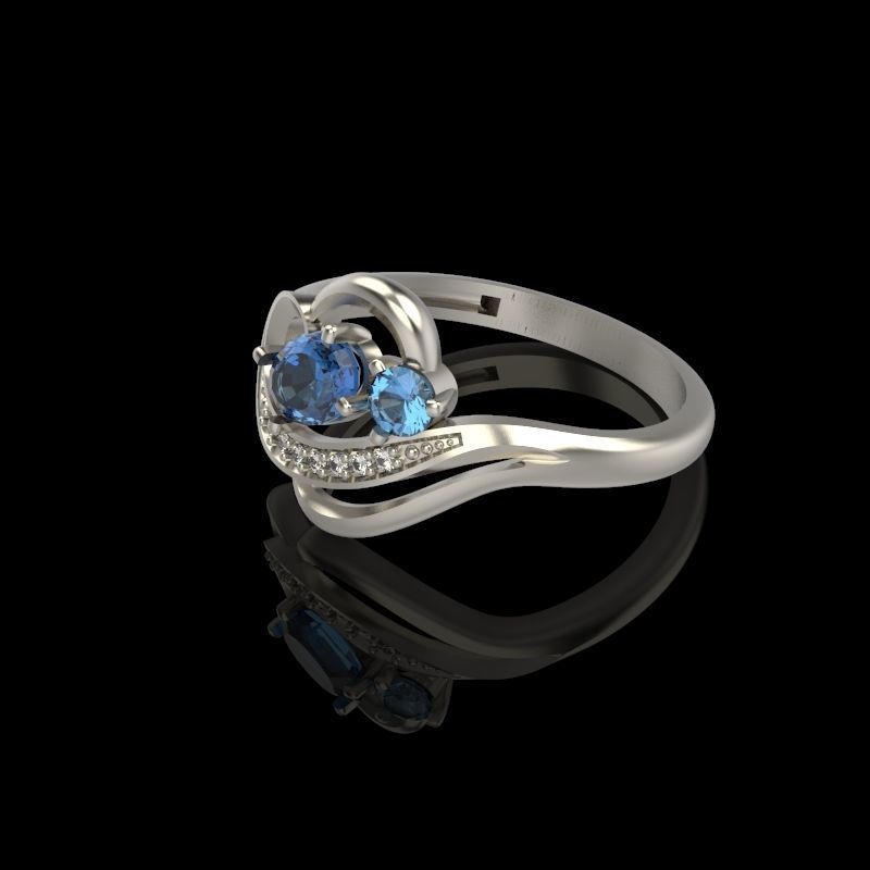 Design Women ring with gems and diamonds 3dm stl 3D print model 3D print model_25