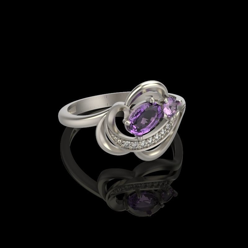 Design Women ring with gems and diamonds 3dm stl 3D print model 3D print model_33