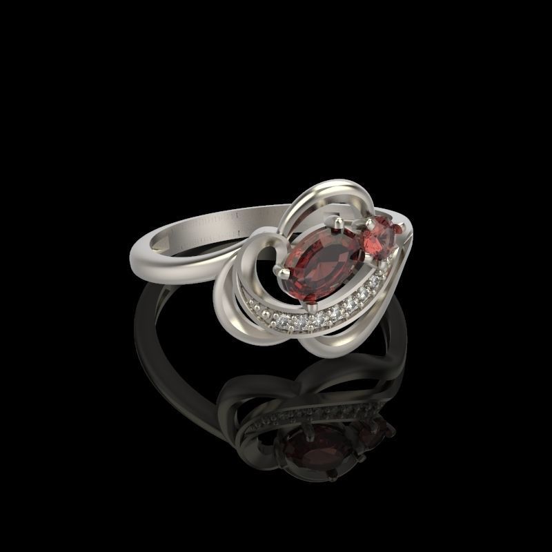 Design Women ring with gems and diamonds 3dm stl 3D print model 3D print model_31