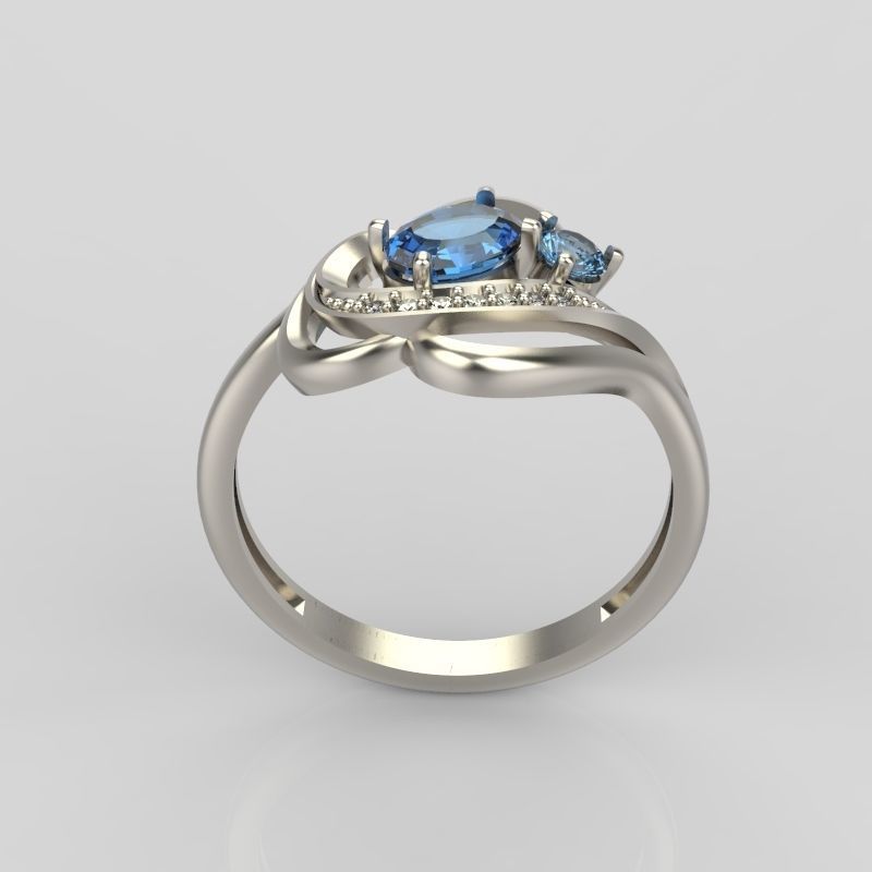 Design Women ring with gems and diamonds 3dm stl 3D print model 3D print model_38