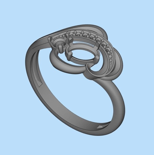 Design Women ring with gems and diamonds 3dm stl 3D print model 3D print model_70