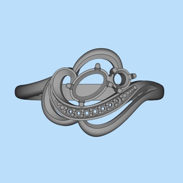 Design Women ring with gems and diamonds 3dm stl 3D print model 3D print model_74