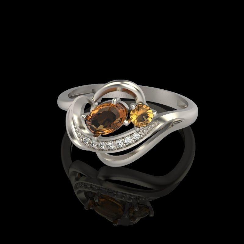 Design Women ring with gems and diamonds 3dm stl 3D print model 3D print model_41