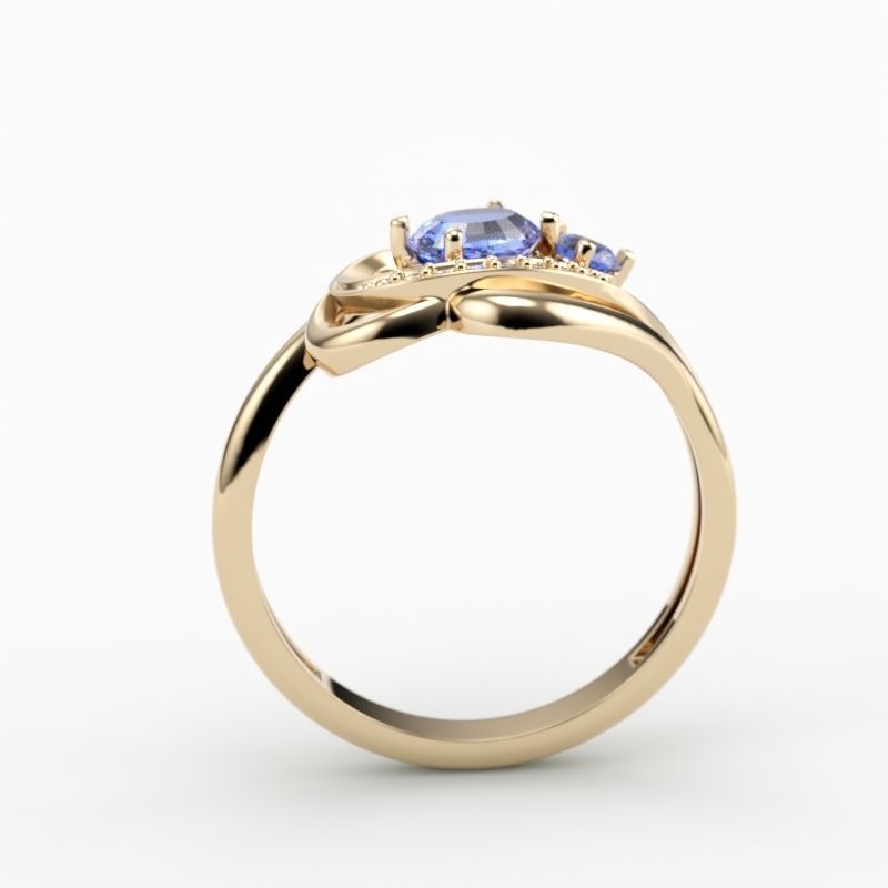 Design Women ring with gems and diamonds 3dm stl 3D print model 3D print model_12