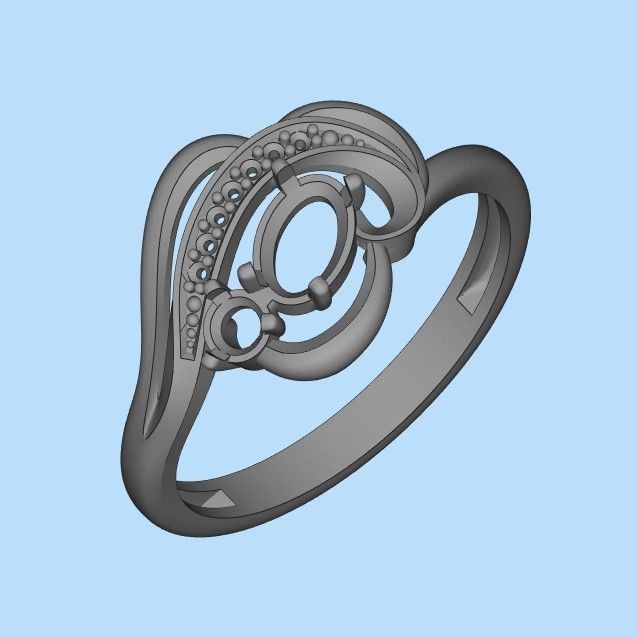 Design Women ring with gems and diamonds 3dm stl 3D print model 3D print model_69