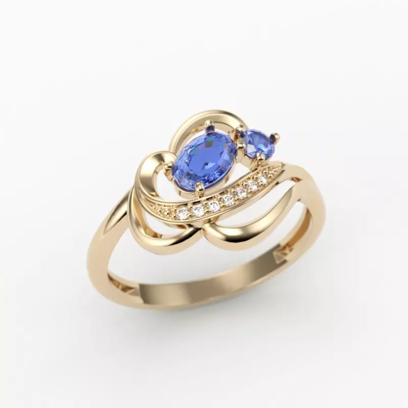 Design Women ring with gems and diamonds 3dm stl 3D print model 3D print model_0