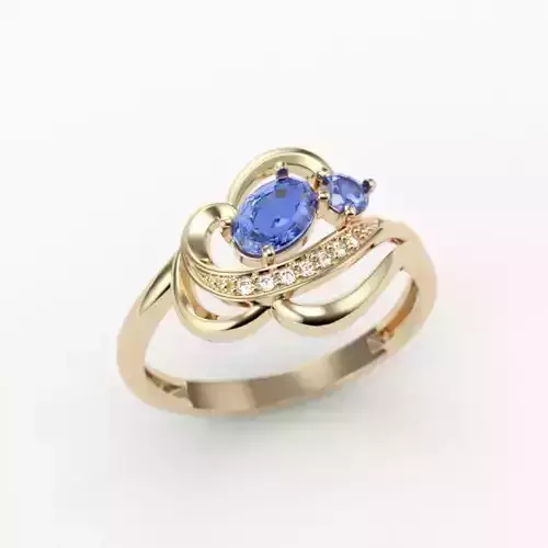 Design Women ring with gems and diamonds 3dm stl 3D print model 3D print model