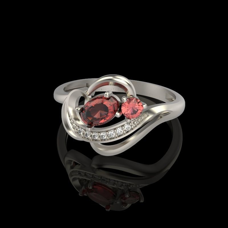 Design Women ring with gems and diamonds 3dm stl 3D print model 3D print model_43