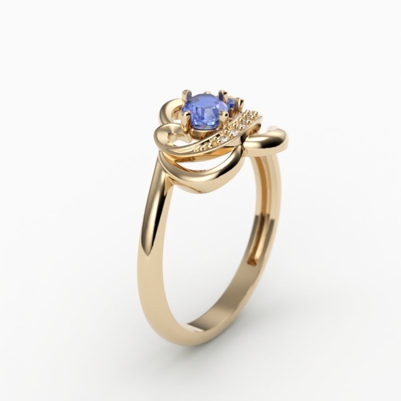 Design Women ring with gems and diamonds 3dm stl 3D print model 3D print model_13