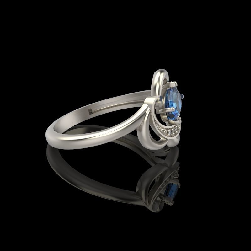 Design Women ring with gems and diamonds 3dm stl 3D print model 3D print model_23