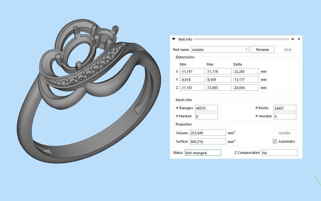 Design Women ring with gems and diamonds 3dm stl 3D print model 3D print model_67