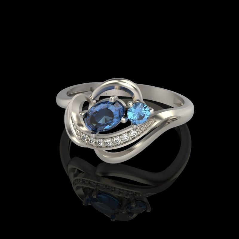 Design Women ring with gems and diamonds 3dm stl 3D print model 3D print model_45