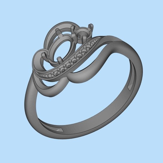 Design Women ring with gems and diamonds 3dm stl 3D print model 3D print model_71