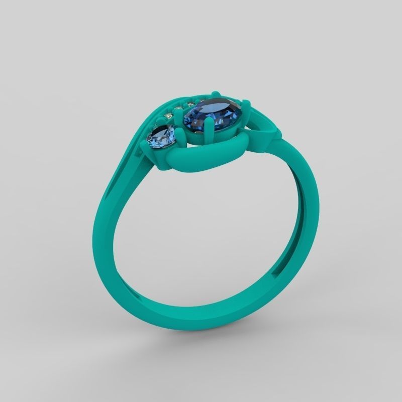 Design Women ring with gems and diamonds 3dm stl 3D print model 3D print model_56