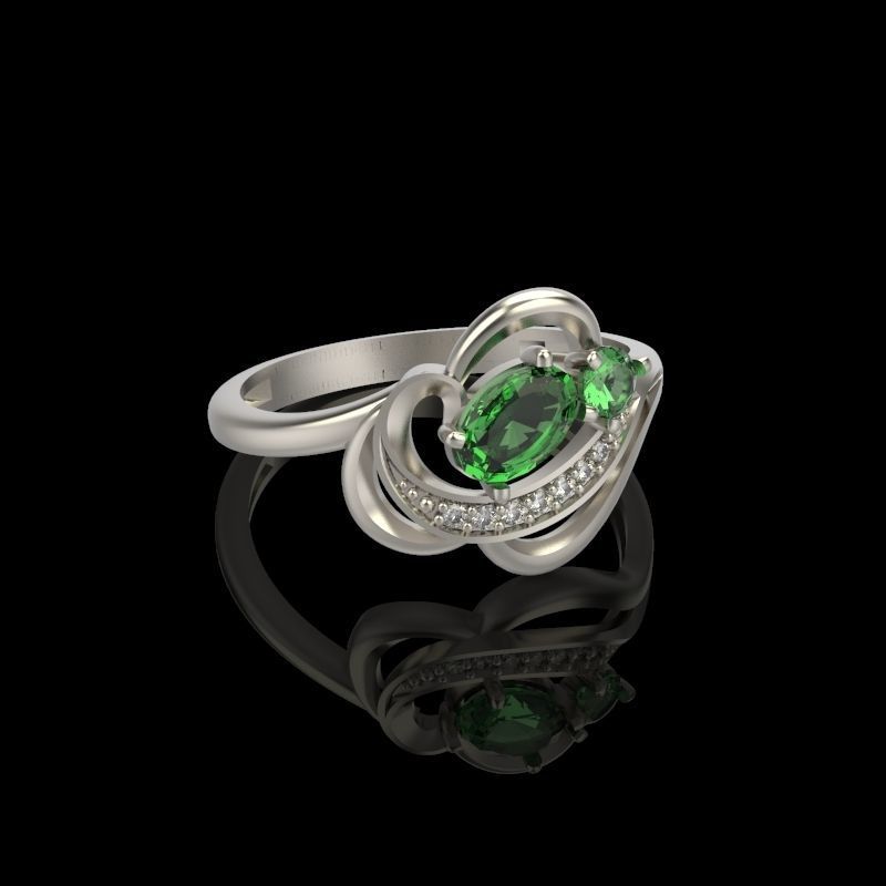 Design Women ring with gems and diamonds 3dm stl 3D print model 3D print model_39