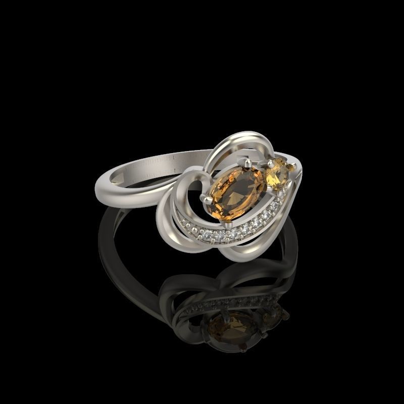 Design Women ring with gems and diamonds 3dm stl 3D print model 3D print model_29