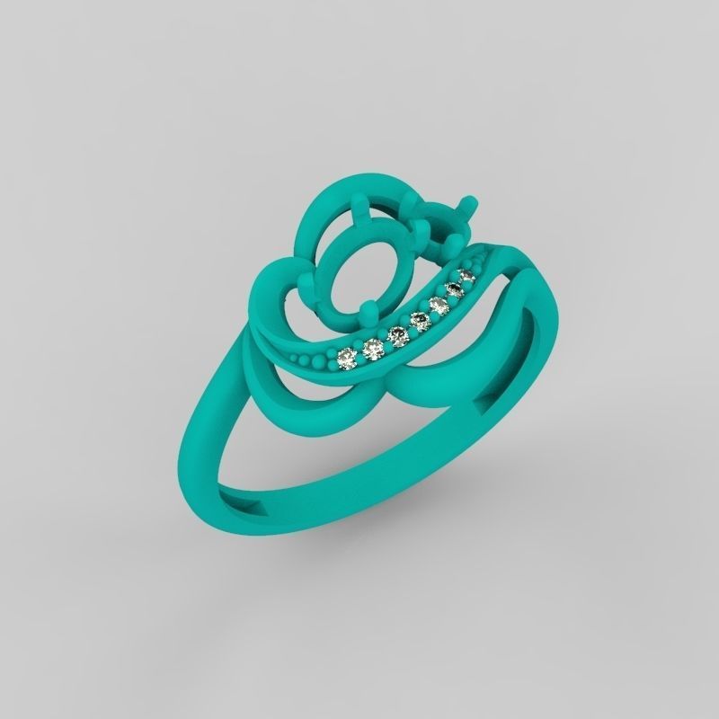 Design Women ring with gems and diamonds 3dm stl 3D print model 3D print model_59