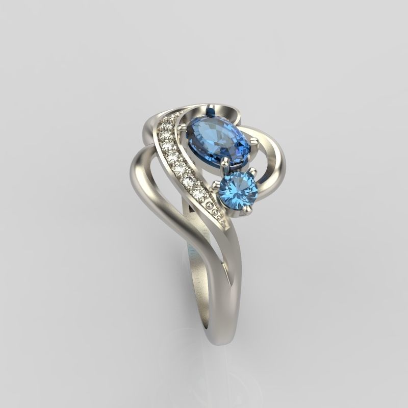 Design Women ring with gems and diamonds 3dm stl 3D print model 3D print model_22