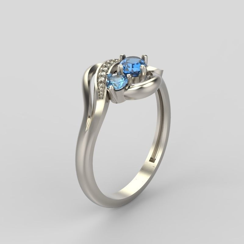 Design Women ring with gems and diamonds 3dm stl 3D print model 3D print model_49