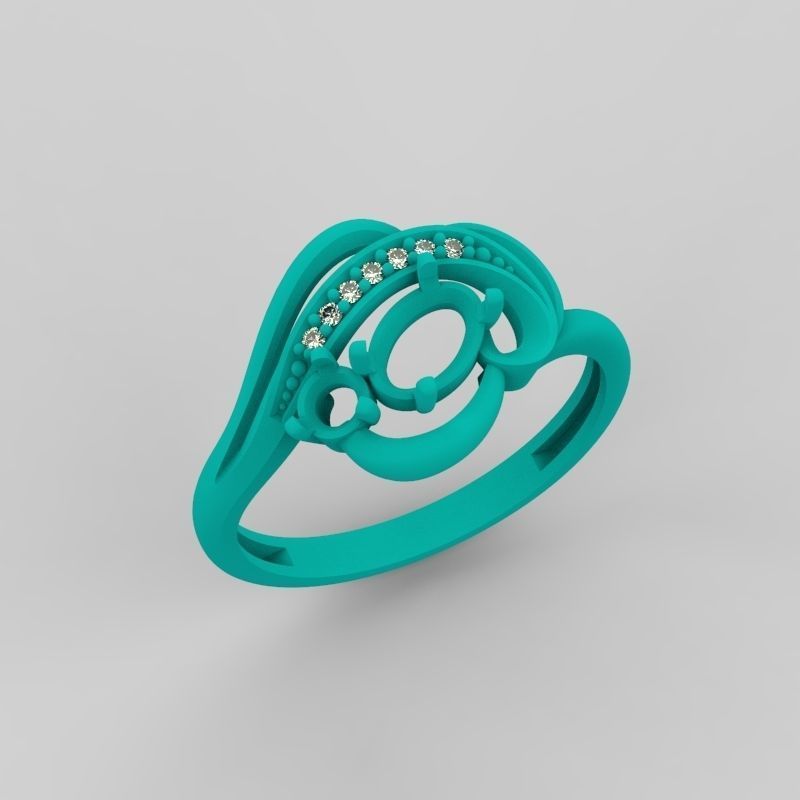 Design Women ring with gems and diamonds 3dm stl 3D print model 3D print model_57