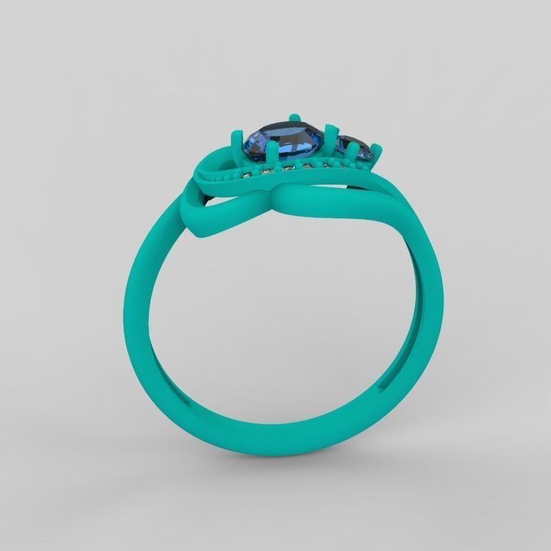 Design Women ring with gems and diamonds 3dm stl 3D print model 3D print model_55