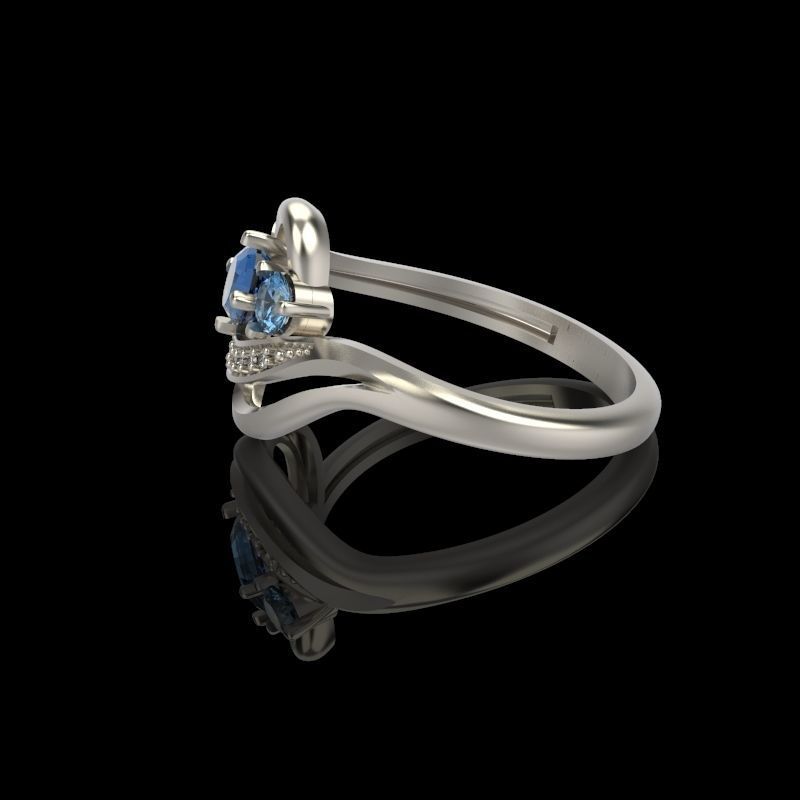 Design Women ring with gems and diamonds 3dm stl 3D print model 3D print model_27