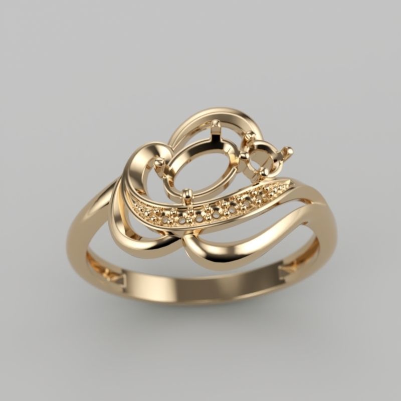 Design Women ring with gems and diamonds 3dm stl 3D print model 3D print model_17