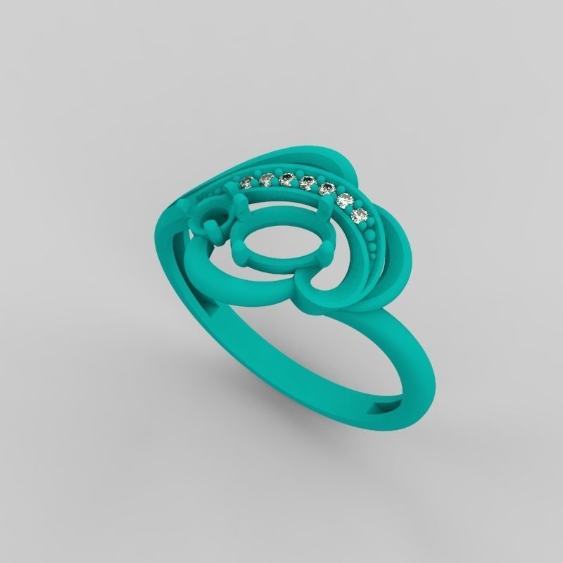 Design Women ring with gems and diamonds 3dm stl 3D print model 3D print model_58