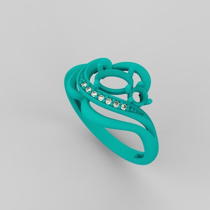 Design Women ring with gems and diamonds 3dm stl 3D print model 3D print model_60