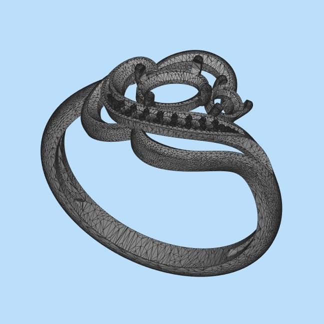 Design Women ring with gems and diamonds 3dm stl 3D print model 3D print model_79