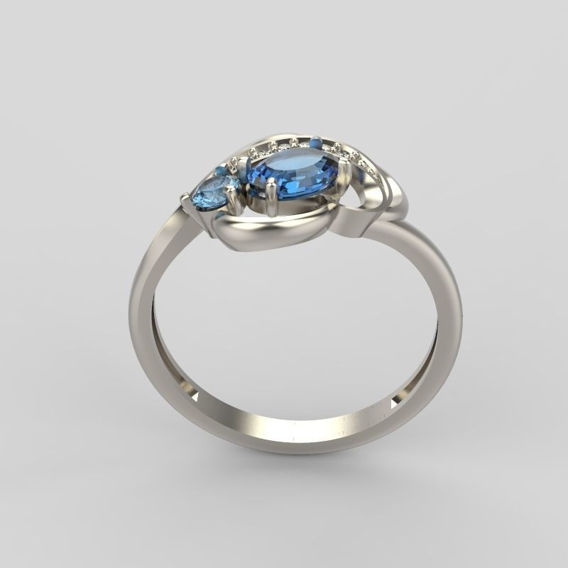 Design Women ring with gems and diamonds 3dm stl 3D print model 3D print model_42