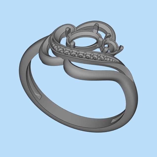Design Women ring with gems and diamonds 3dm stl 3D print model 3D print model_72