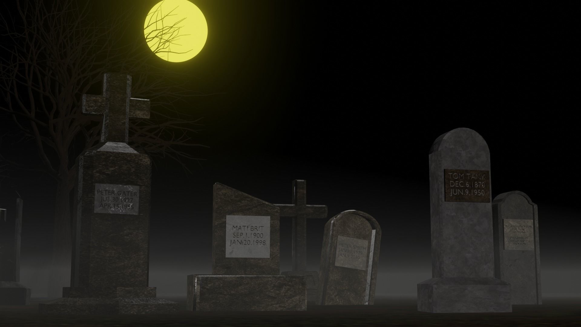 Horror graveyard and gravestones in PBR and low poly objects Low-poly 3D model_7