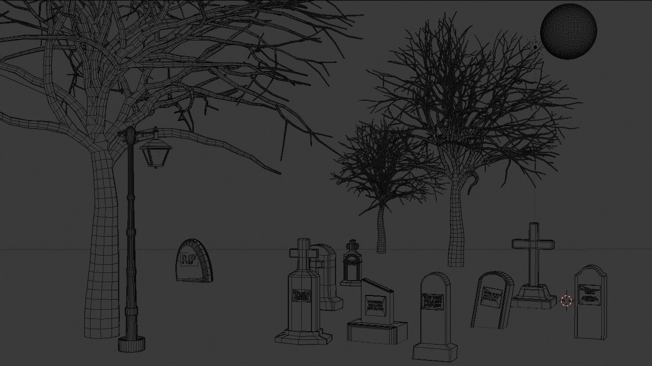 Horror graveyard and gravestones in PBR and low poly objects Low-poly 3D model_9