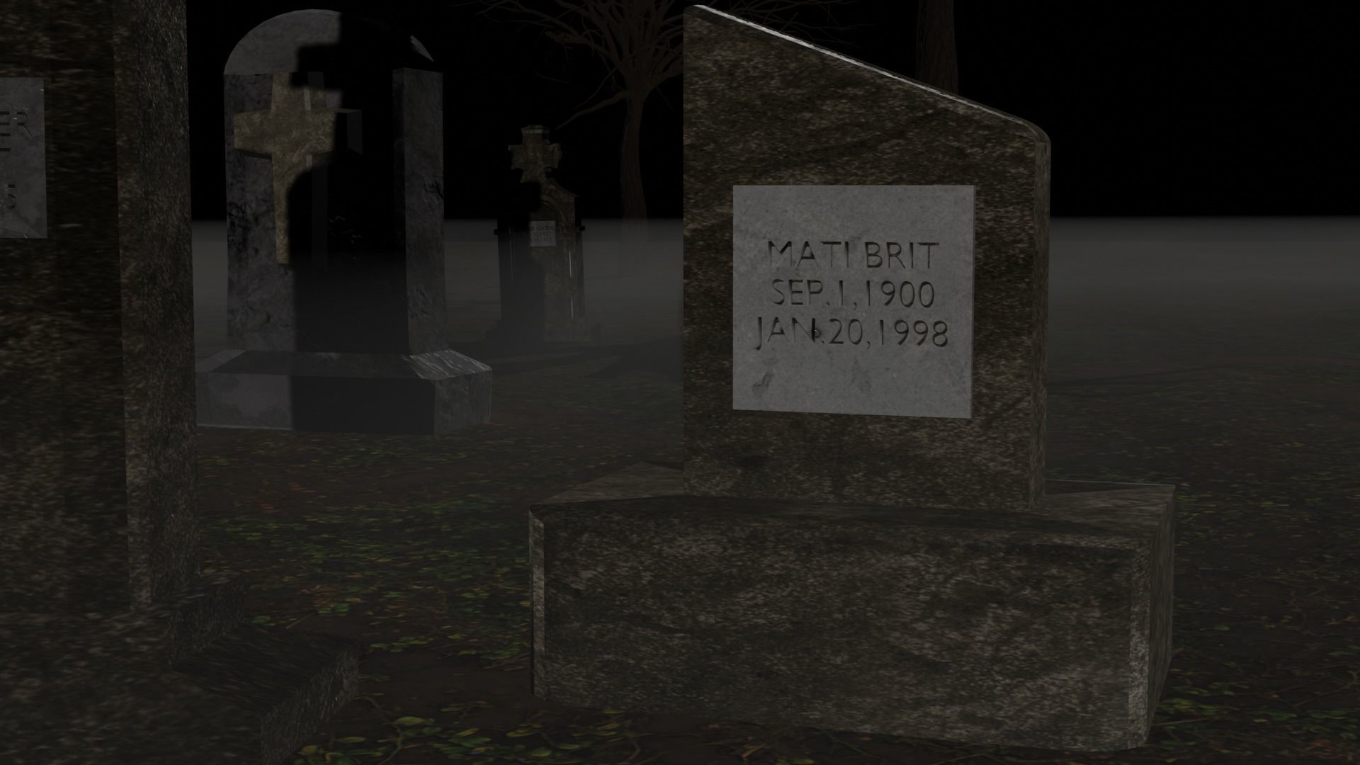 Horror graveyard and gravestones in PBR and low poly objects Low-poly 3D model_3