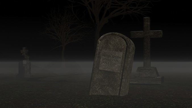 Horror graveyard and gravestones in PBR and low poly objects Low-poly 3D model