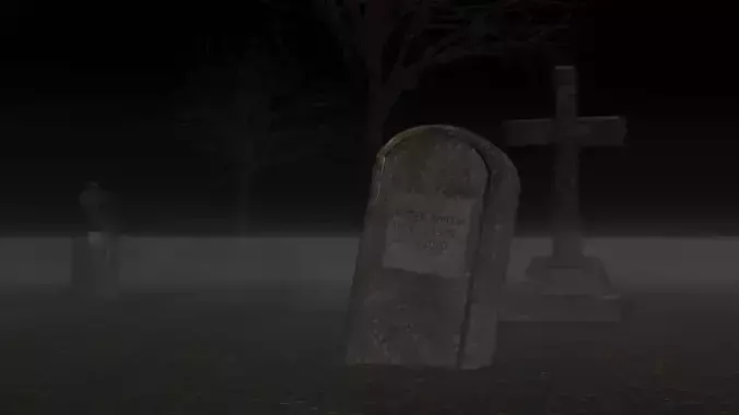 Horror graveyard and gravestones in PBR and low poly objects Low-poly 3D model
