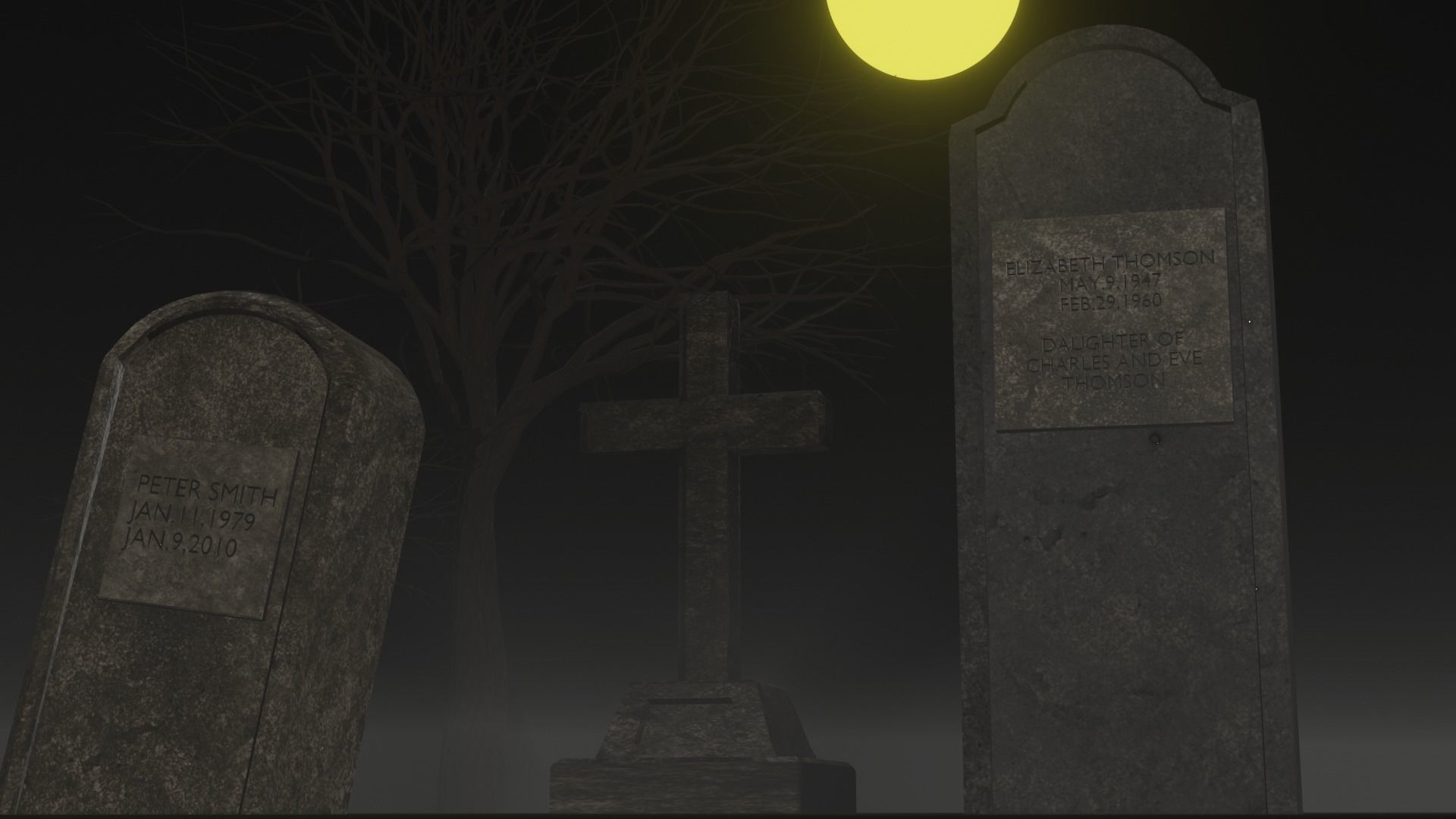 Horror graveyard and gravestones in PBR and low poly objects Low-poly 3D model_1