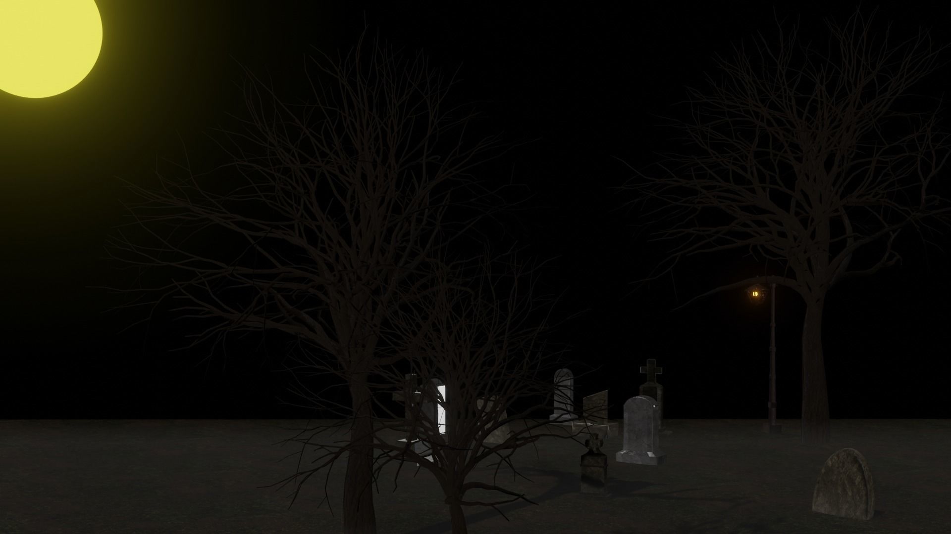 Horror graveyard and gravestones in PBR and low poly objects Low-poly 3D model_8